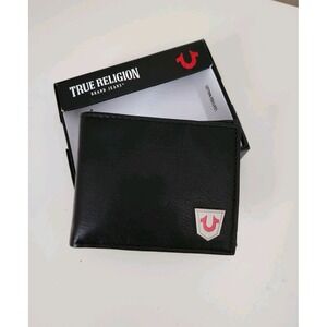 True Religion Genuine Leather RFID Blocking men's Wallet Black‎